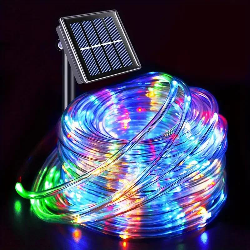 Solar LED Rope Lights Fairy Tube Light String Outdoor Waterproof Lawn Lamps 8 Mode for Home Garden Patio Wedding Roof Decoration