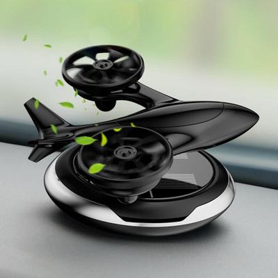 Für Aromatherapie-Ornamente Solar-Öldiffusoren für Autos Solarbetriebener rotierender Auto-Luftreiniger Zweimotoriges Flugzeug Auto-Aromatherapie