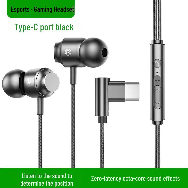 Metal Magnetic Type-C In-Ear Earphones with Heavy Bass and Wired Control – Ideal for E-sports and Gaming