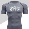 2D printed T-shirt men's summer two-piece sportswear running T-shirt elastic quick-drying sports top sports fitness shirt men's