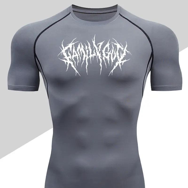 2D printed T-shirt men's summer two-piece sportswear running T-shirt elastic quick-drying sports top sports fitness shirt men's