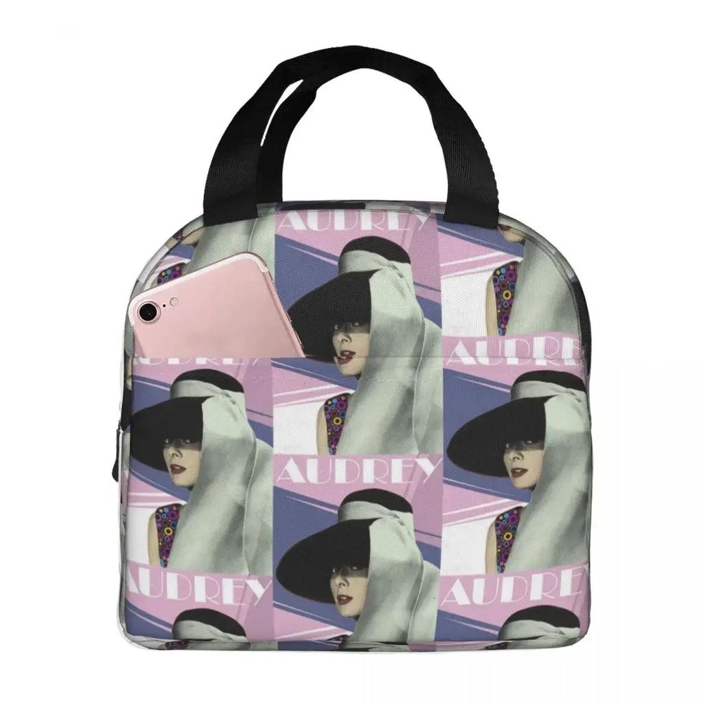 Cute Audrey Hepburn Insulated Lunch Bag for Women Office Cooler Thermal Food Box Tote Portable Lunch Boxes Container
