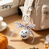 Pumpkin Bell Keychain with Bow Halloween Keychain, Hollow Head Key Ring Ribbon Bow, Backpacks Charm for Holiday Party Decoration Creepy