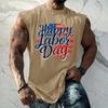 Men Sleeveless Tank Top Casual Loose Fit Muscle Shirt Summer Workout Athletic Gym Shirt Printed Graphic Tank Top for Outdoor Activities