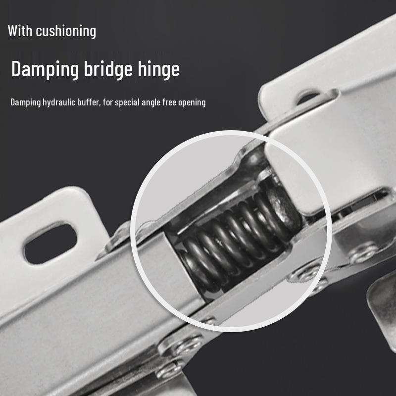 Stainless Steel Soft Close Frog Hinge, 3-4 Inch Thickened Bridge Type, No Slotting, for Cabinet Doors and Mahjong Tables