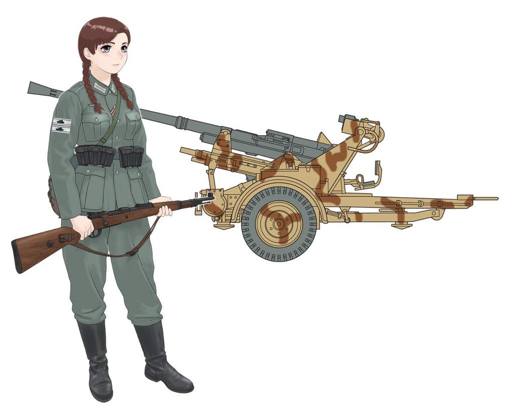 Fine Molds 1/35 Rekisou Otome Serie Hannah mit 3,7cm Flugabwehrkanone Typ 37 Plastikmodellbausatz HC6