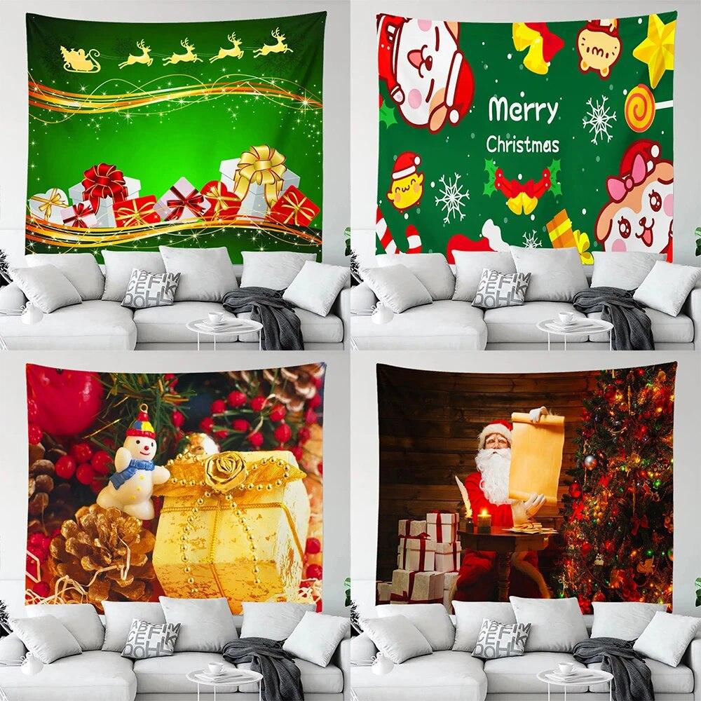 

Christmas Merry Christmas Tree Print Pattern Tapestry Ceiling Home Living Room Bedroom Wall Decoration Tapestry 230x180cm
