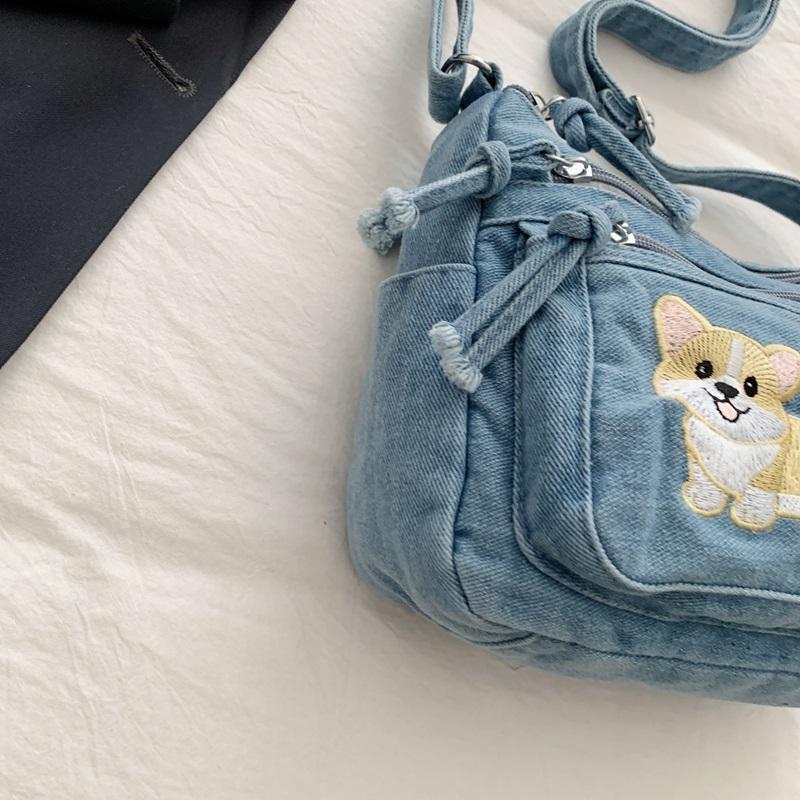 Vintage Denim Bag Crossbody Bag Women's Large Capacity Multi-Pocket Lightweight Shoulder Bag