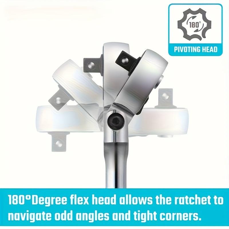 6PCS Ratchet Wrench Set 1/4 3/8 1/2 Inch Dual Pawl Ratchets with Extension Rod Chrome Molybdenum Steel Tool