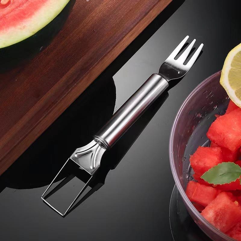 Stainless Steel Watermelon Cutting Tool, New Fruit Splitter, Dicer, Pulp Digger, Double-headed Fruit Fork