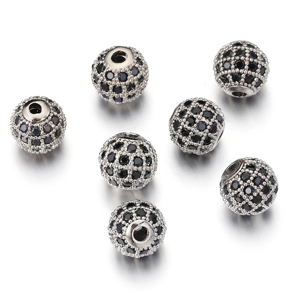 5pcs Brass Cubic Zirconia Round Spacer Loose Beads for Necklace Bracelet Jewelry Making DIY Accessories Wholesale High Quality