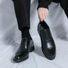Leather Shoes Men's Derby British Style Groom Wedding Autumn Low Top Pointed Dress Business Men's Shoes