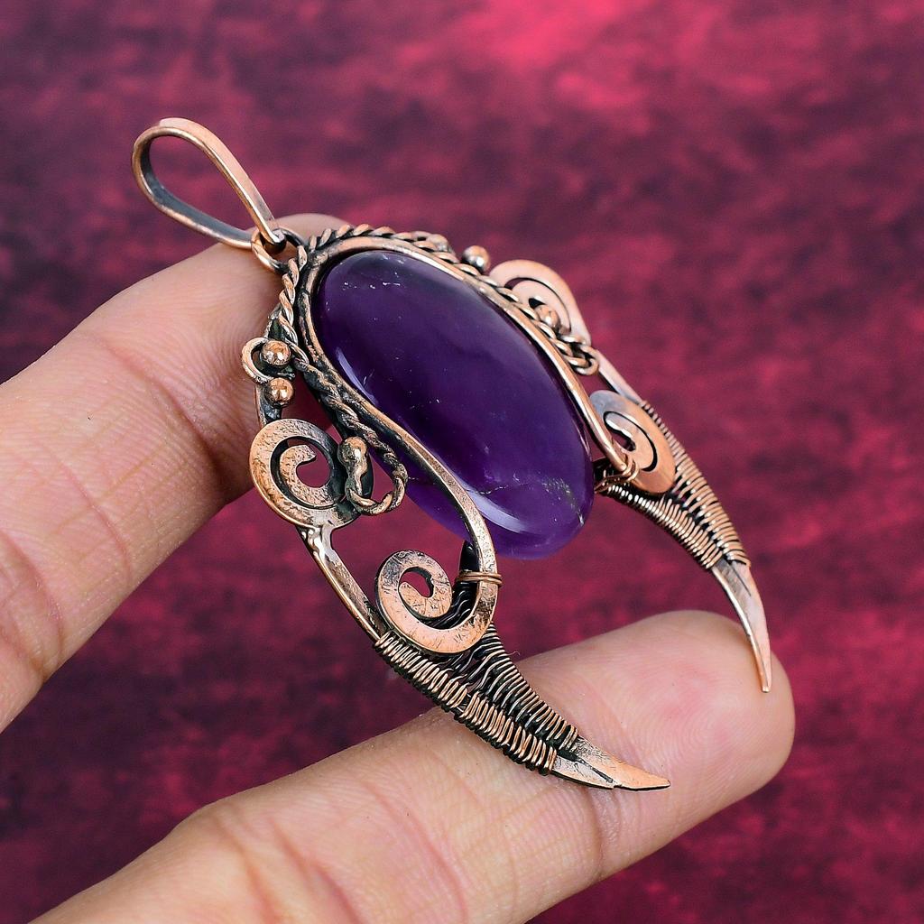 Star Amethyst Gemstone Pendant Copper Wire Wrapped Pendant Latest Design Jewelry
