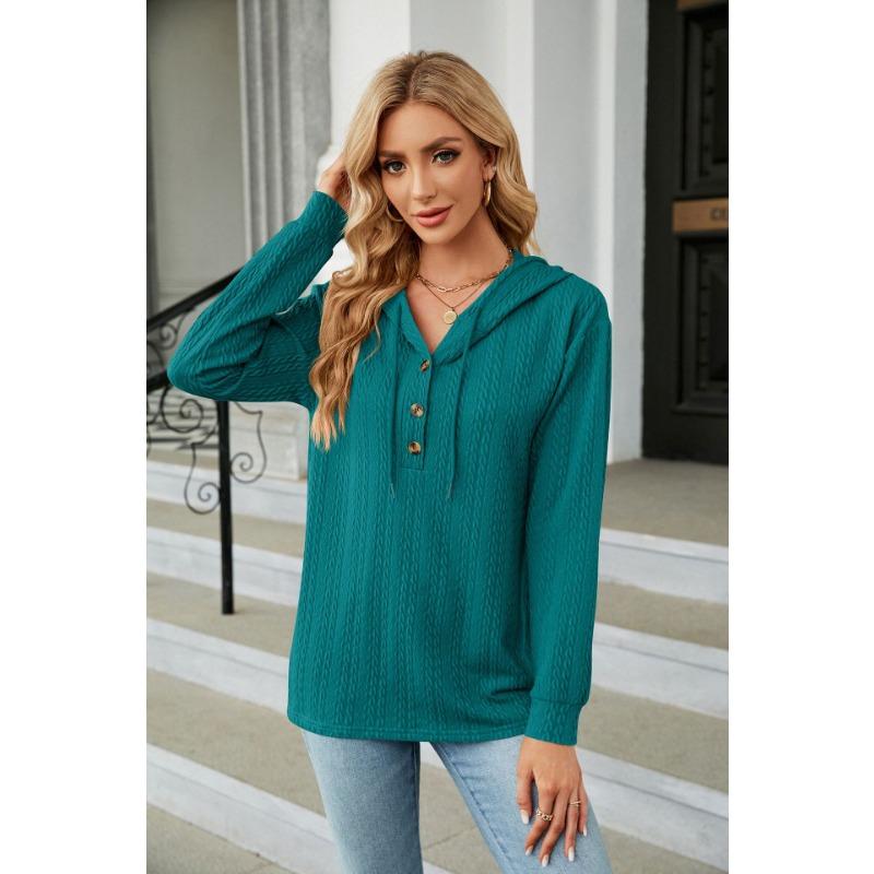 YYFS Women's Fashion Casual Solid Color Print Long Sleeve Hooded Hoodies & Sweatshirts