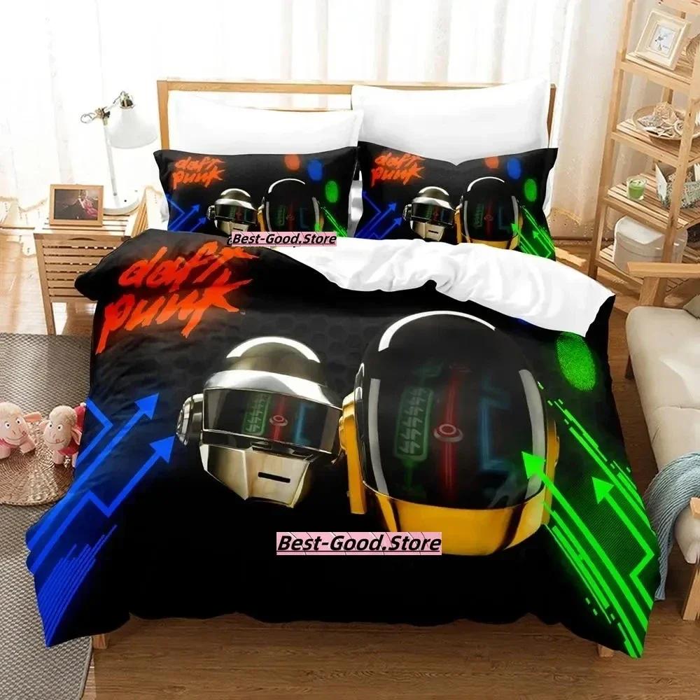 Daft Punk Sängkläder Set Tryckt Med Örngott Täcke Mjuk Enkel Dubbel Queen Super King Storlek Vuxen Barn Sovrum