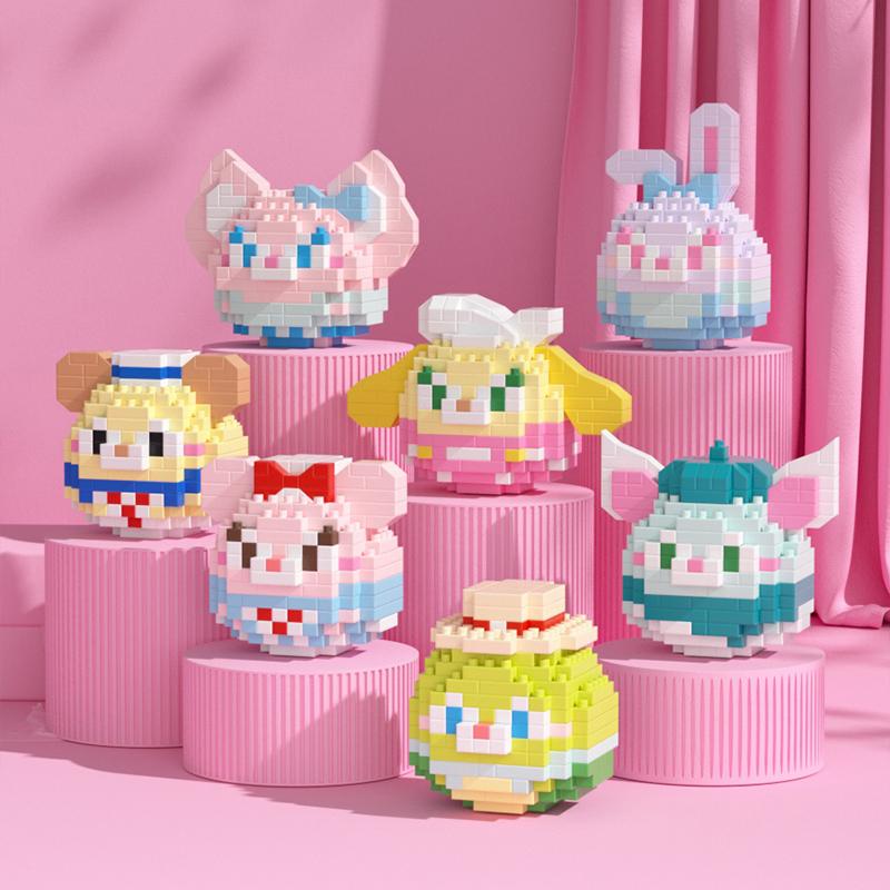 MINISO Sanrio Disney Anime Cartoon Actionfiguren Diamant Mikro Kleine Partikel Bausteine Hello Kitty Stitch Kinderspielzeug