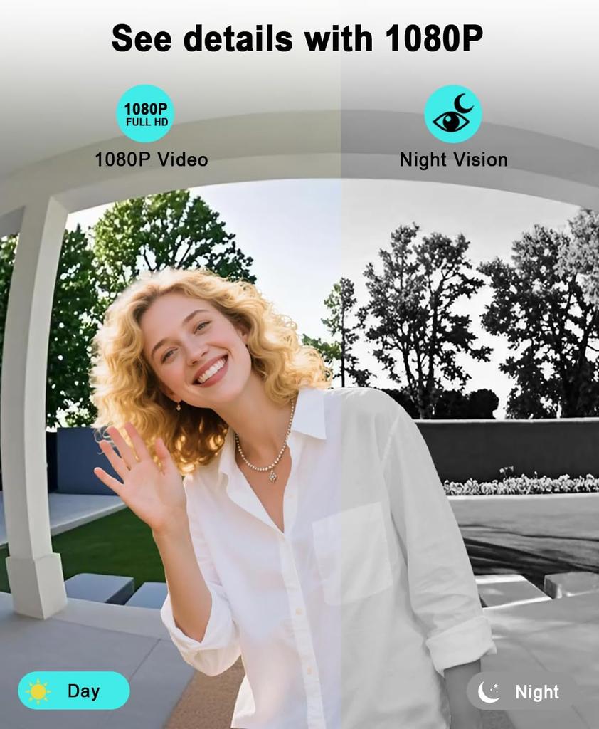 Wireless Video Doorbell (WiFi Smart Doorbell) Supports Two-way Communication and Provides Video Monitoring At the Front Door for Home Security.