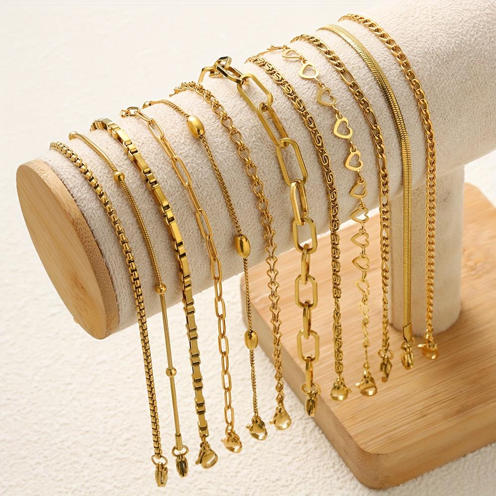 12PCS Women's Stainless Steel Bracelet Set, Elegant Jewelry Set for Women, Suitable for Daily Wear, Party Accessories and Gifts