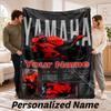 Benutzerdefinierter Name Yamaha Racing Flanell-Kuscheldecke Personalisierter Text Weiche Decke Bett Sofa Geschenk
