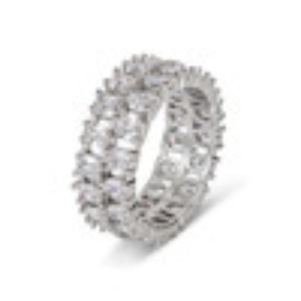 European and American Ring New Fashionable Simple Elegant Double Row Full Diamond Ring Simple