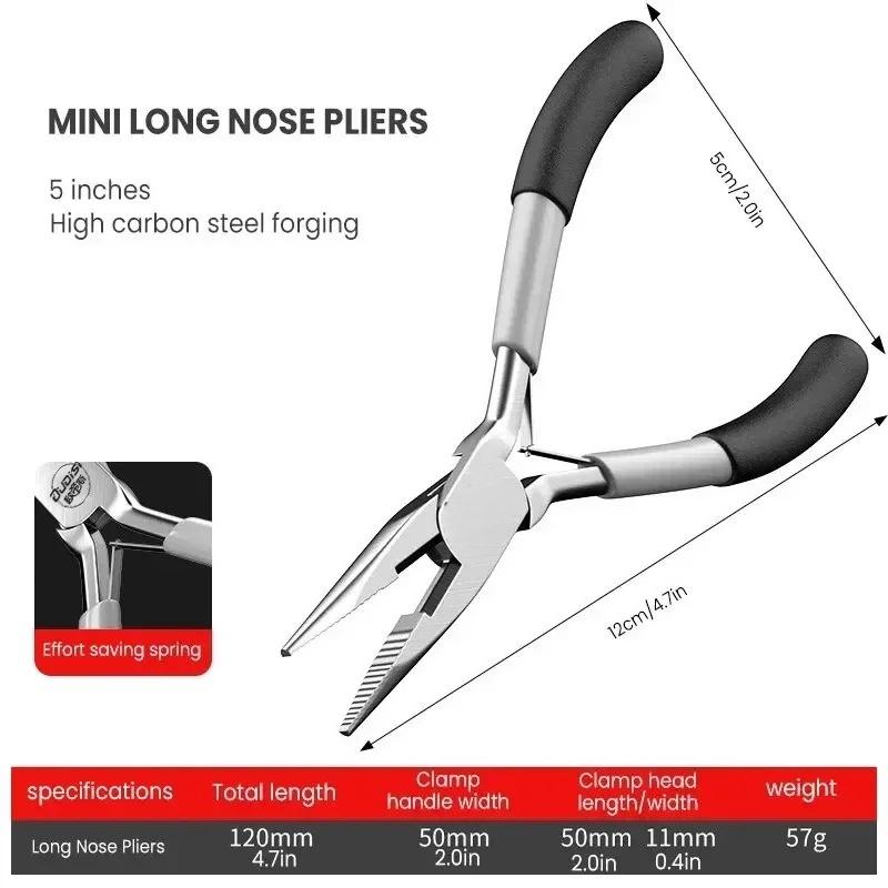 Mini Pointed Flat Mouth Extended Needle Nose Pliers Set with Oblique Tip for Wire Binding and Jewelry Making Tools