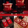 Kneeling Cushions for Wedding Ceremonies: Tea Ceremony, Address Change, Bride with Double Happiness Character, Red Fortune Cushion Set