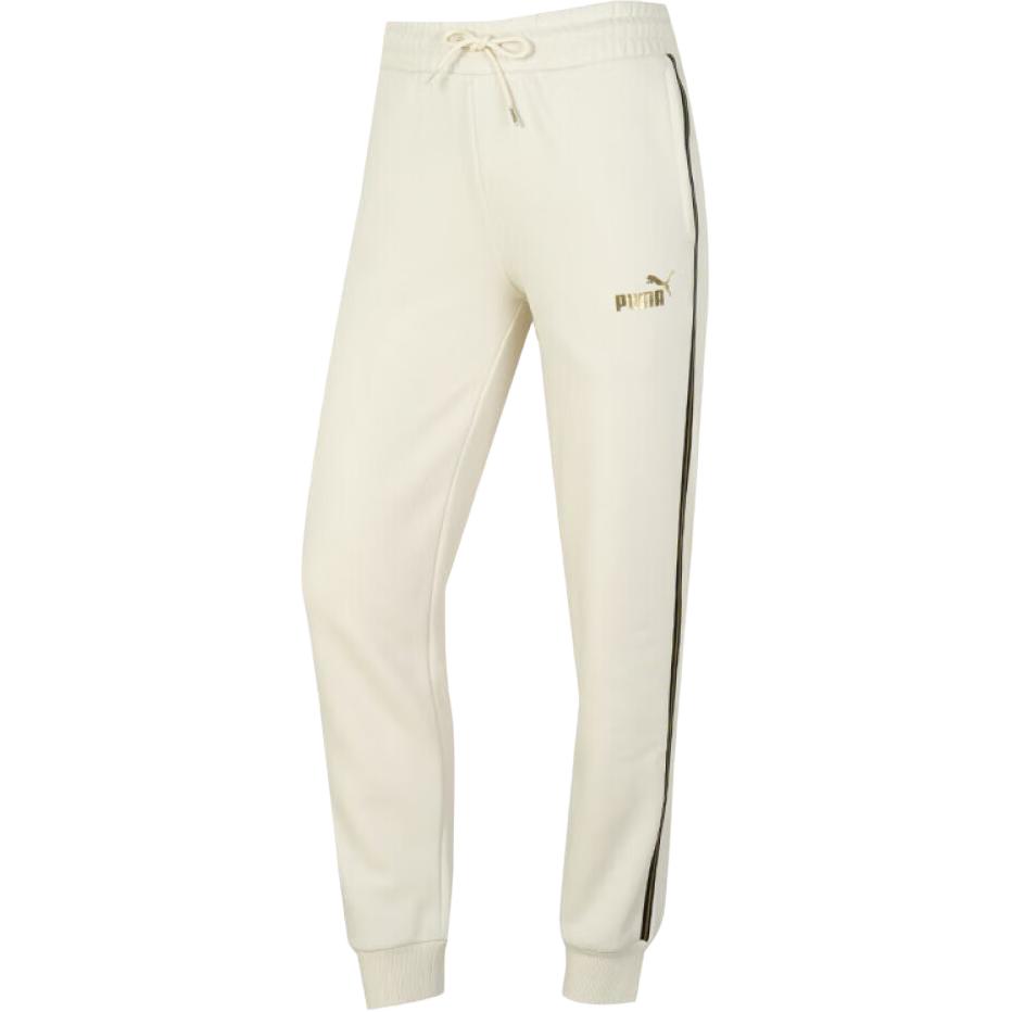 Puma Lifestyle Series Color Block Retro Striped Loose Fit Cuffed Casual Drawstring Mid Rise Knitted Sports Pants Women pants Light-Yellow 685334-87 XL