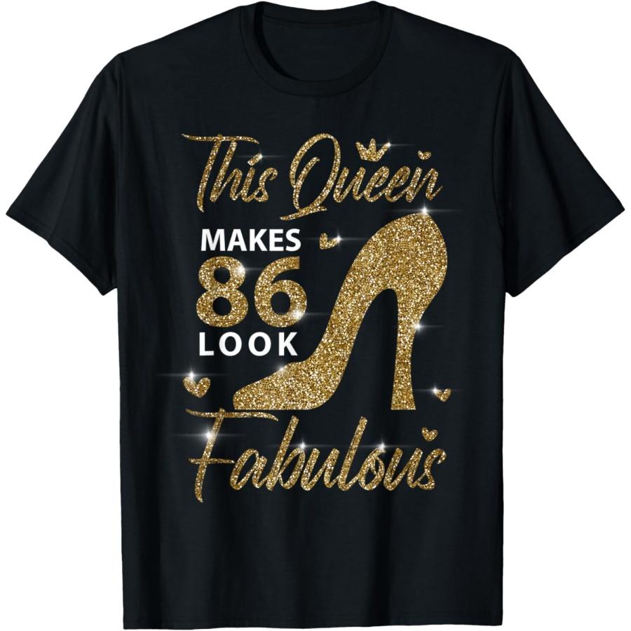 

This Queen Makes 86 Look Fabulous 86th Birthday Mother T-Shirt(1) XXXXXL чорний