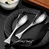 3/6/12 ks Nerezová sada příborů ve tvaru ryby s ozdobnými rukojeťmi, Elegantní lžička na kaviár, Polévková lžíce, Dezertní lžička pro domácnost
