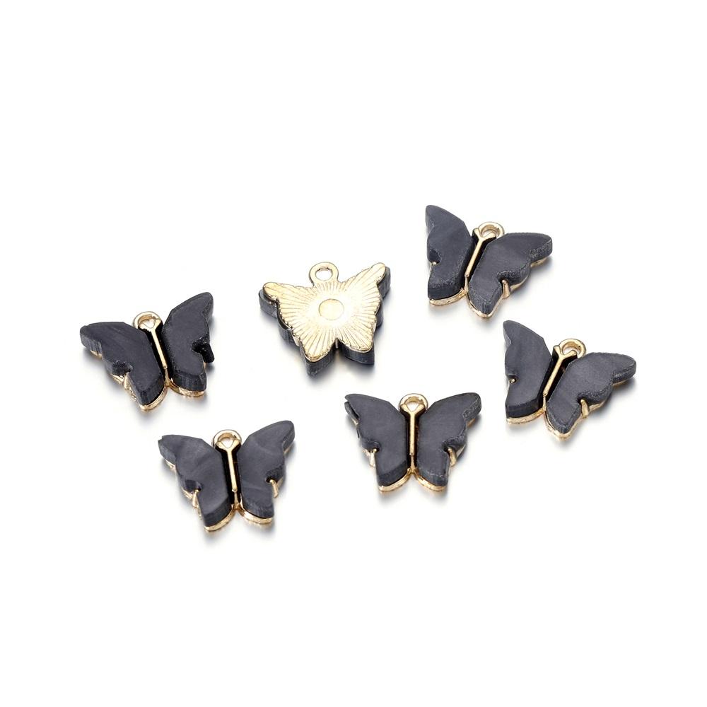 10pcs/lot Colorful Resin Butterfly Charms Pendant Enamel Metal Small Charms Necklace Bracelet For DIY Jewelry Making Accessories