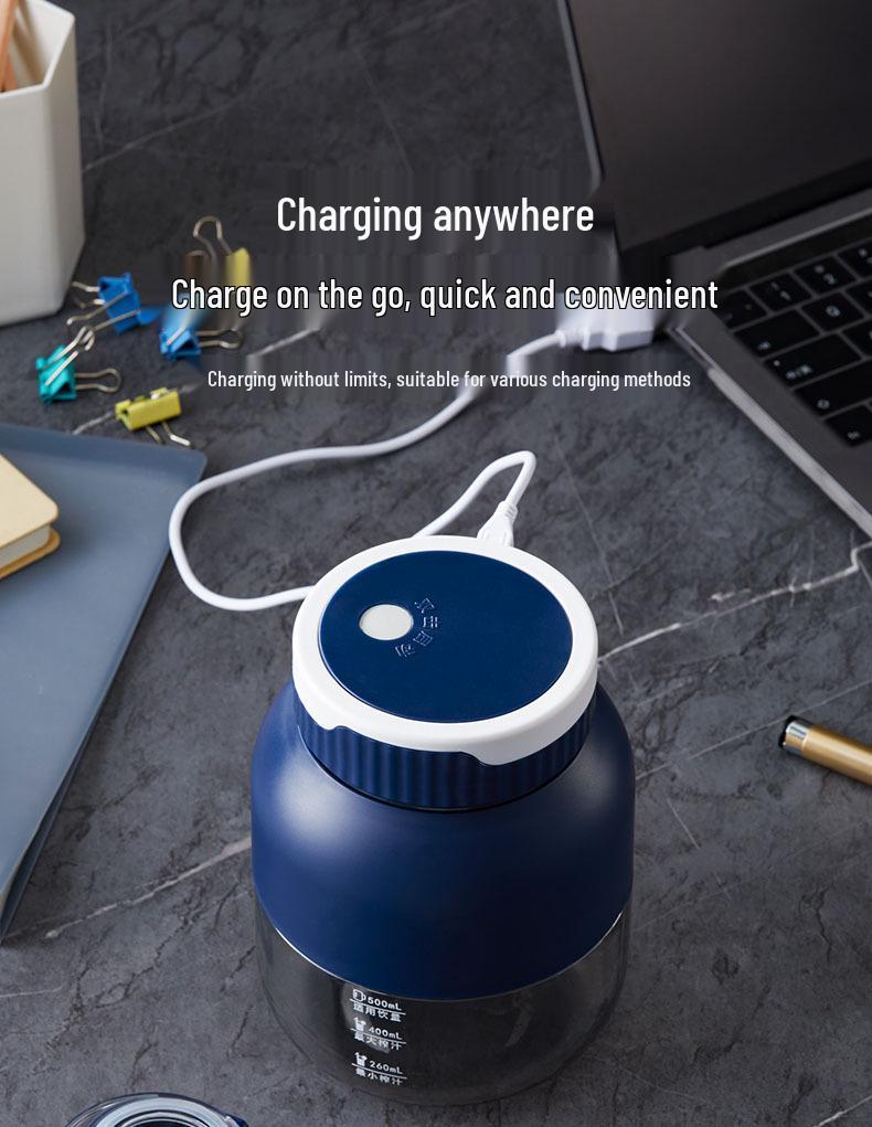 Wireless Portable Juicer: Rechargeable Mini Electric Fruit Juicer with Ice Crushing Capability