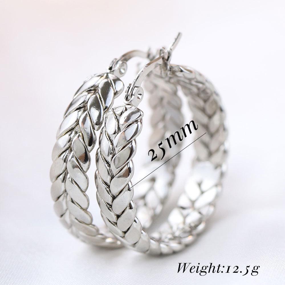 18K Stainless Steel 25MM Wheat Ear Hoop Earrings