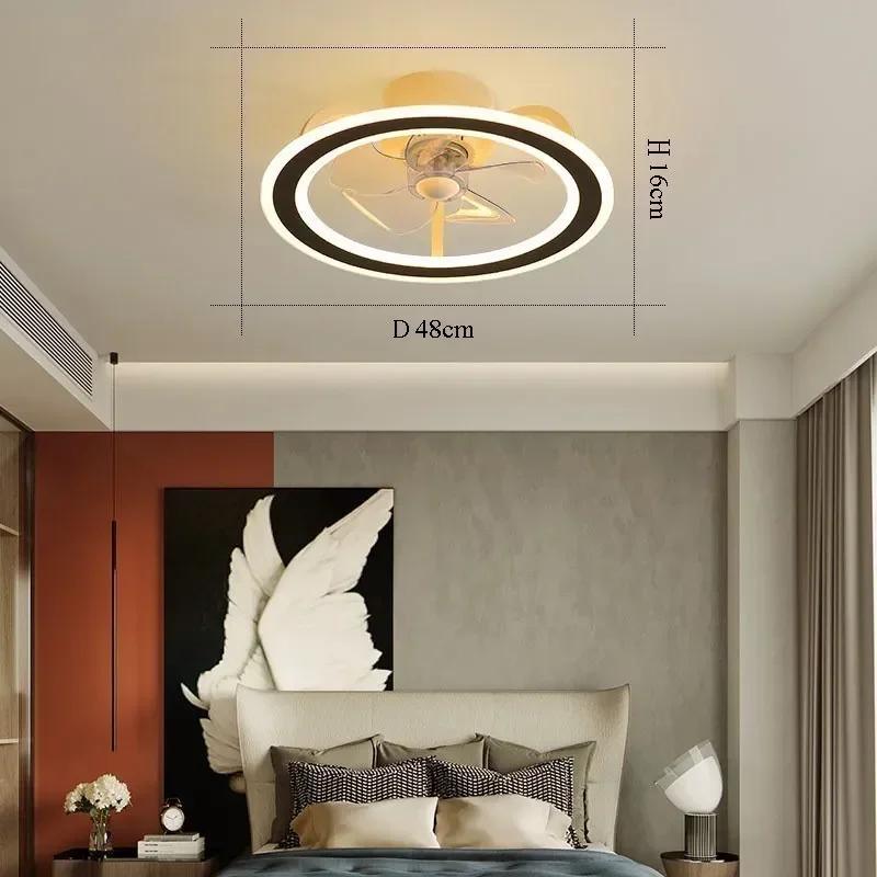 Minimalist Ceiling Fan Light Home Ceiling Bedroom Dining Room Fan Shaking Frequency Conversion Integrated Light AC 110V 220V