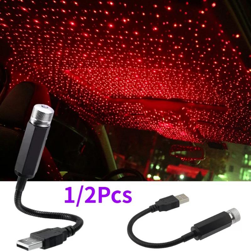 1/2Pcs Romantic LED Starry Sky Night Light 5V USB Powered Star Projector Lamp for Car Roof Room Ceiling Decor Plug and Play