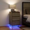 VidaXL Bedside Table with LED Lights Sonoma Oak 38x34x65 Cm, Nightstand, Bed Table, Side Table, Cabinet of 861303