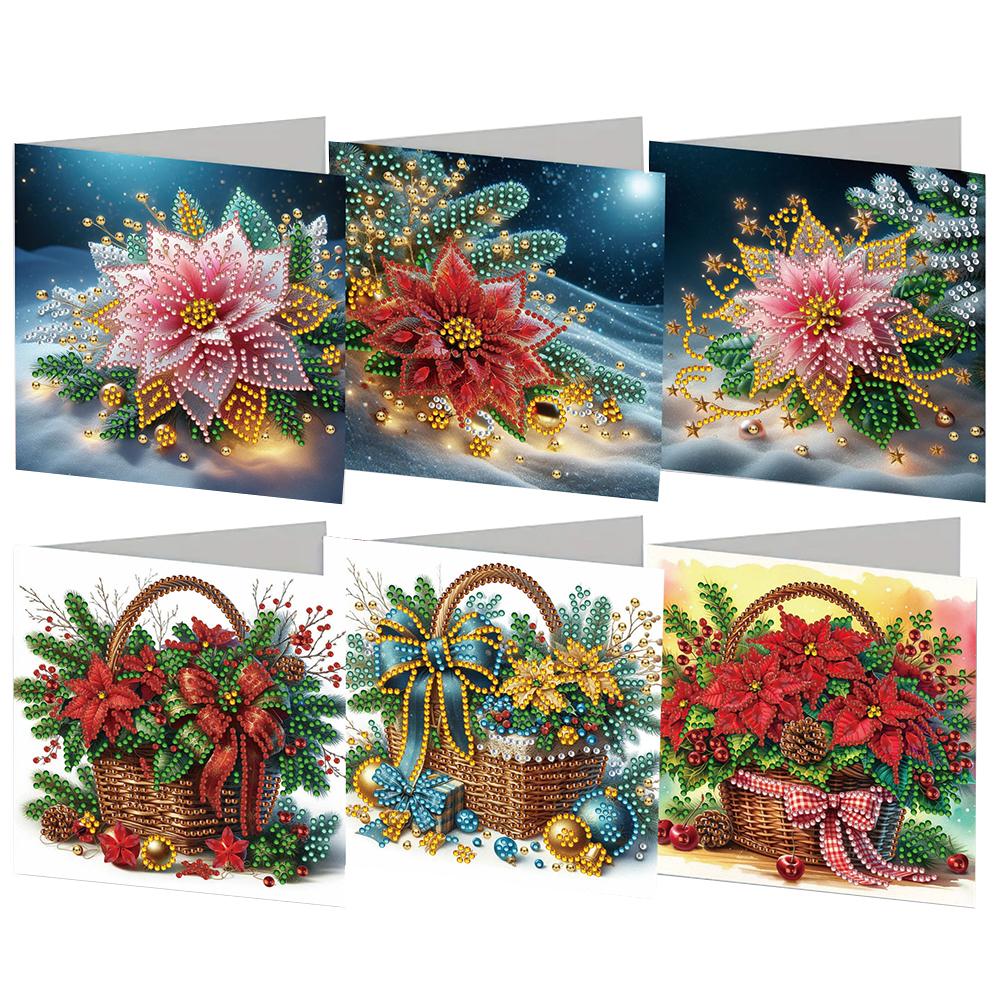 6PCS DIY Xmas Designs Diamond Painting Greeting Card Set Rhinestone Diamond Art Mosaic Postcards Congratulations Cards & Gifts
