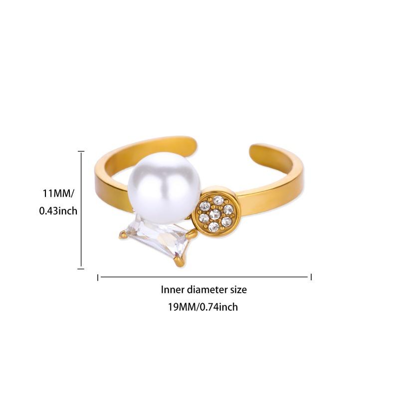 Simple Stainless Steel Gold-plated Butterfly Love Zircon Geometric Ring Female Personality Versatile Ring