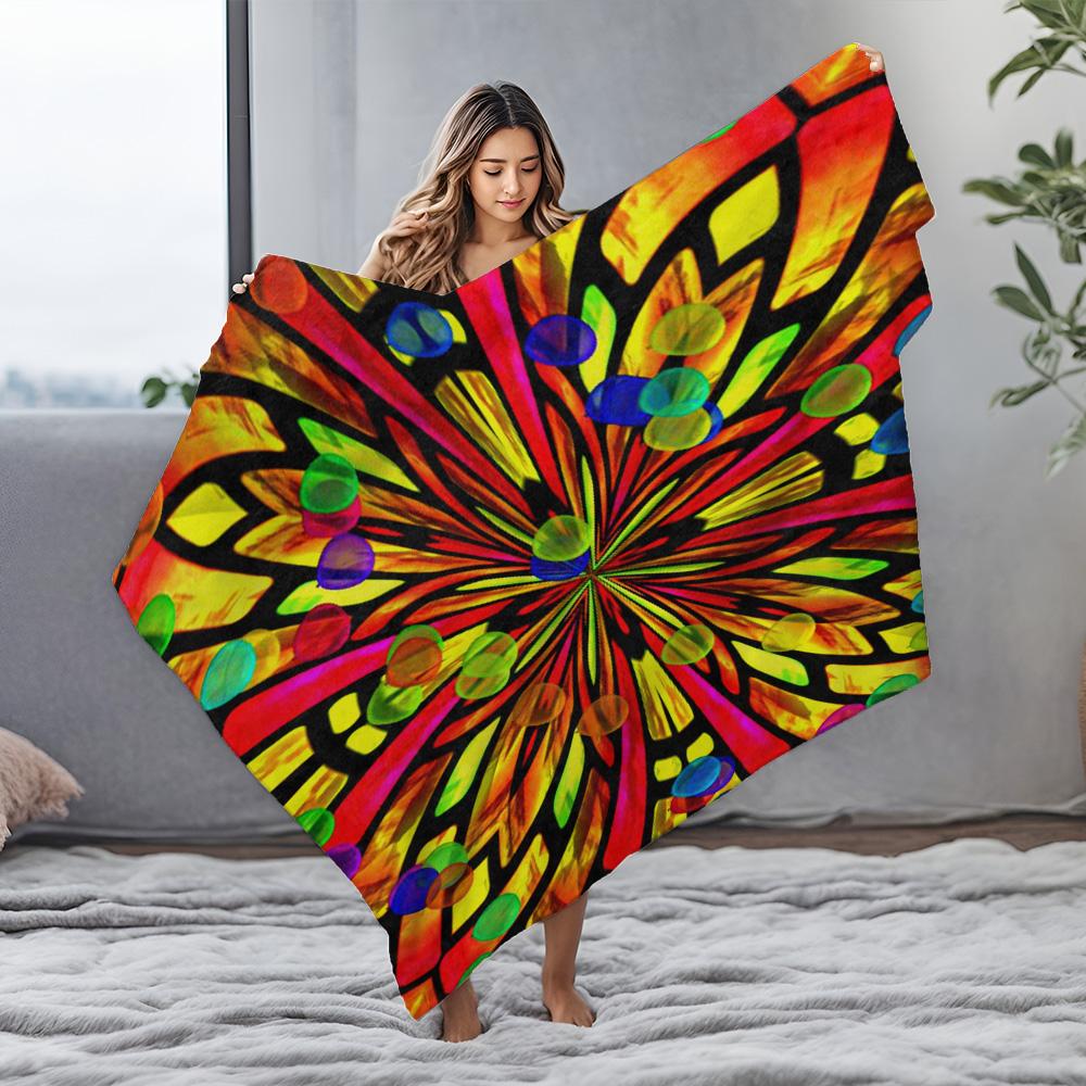 Vibrant Abstract Colorful Circle Pattern Decorative Throw Blanket Sofa Bed Cover for Home Decor