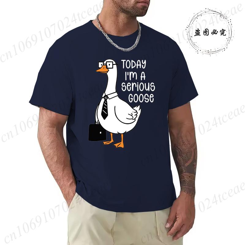 Summer Men's Tee T-shirt with Today I'm A Serious Goose Print T-Shirts Clothing Funny Sarcastic Tops Tees Daily Weekend Gifting