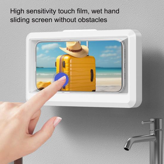 Wodoodporny uchwyt na telefon pod prysznic - Obrotowy o 480 stopni, odporny na zaparowanie, dotykowy futerał na ekran na lustro, ścianę, do łazienki, regulowany