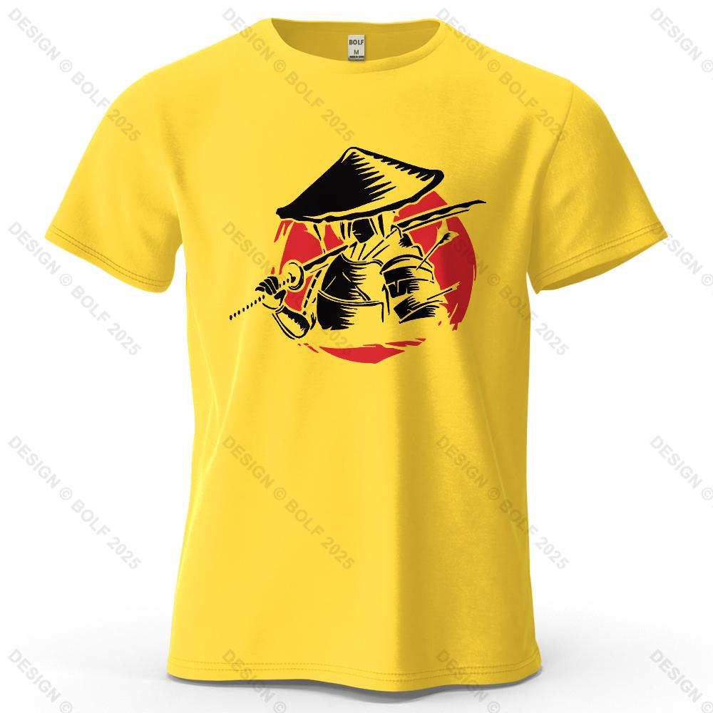 Samurai Cool Printed Men's T-Shirt 100% Cotton Oversized Traditional Graphic Tees for Women Tops Tees Casual Streetwear