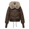 Short cotton-padded clothes, large fur collar cotton-padded jackets, winter 2025 new cold-proof and sweet wind-padded clothes, women's thickened