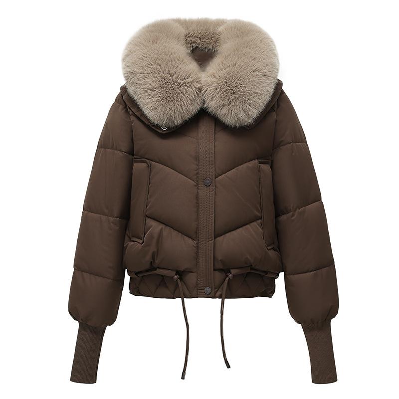 Short cotton-padded clothes, large fur collar cotton-padded jackets, winter 2025 new cold-proof and sweet wind-padded clothes, women's thickened