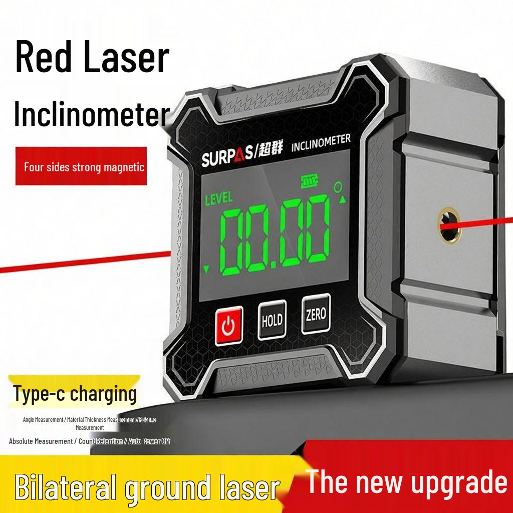 High-Precision Digital Laser Level with Spirit Level, Angle & Slope Measurement