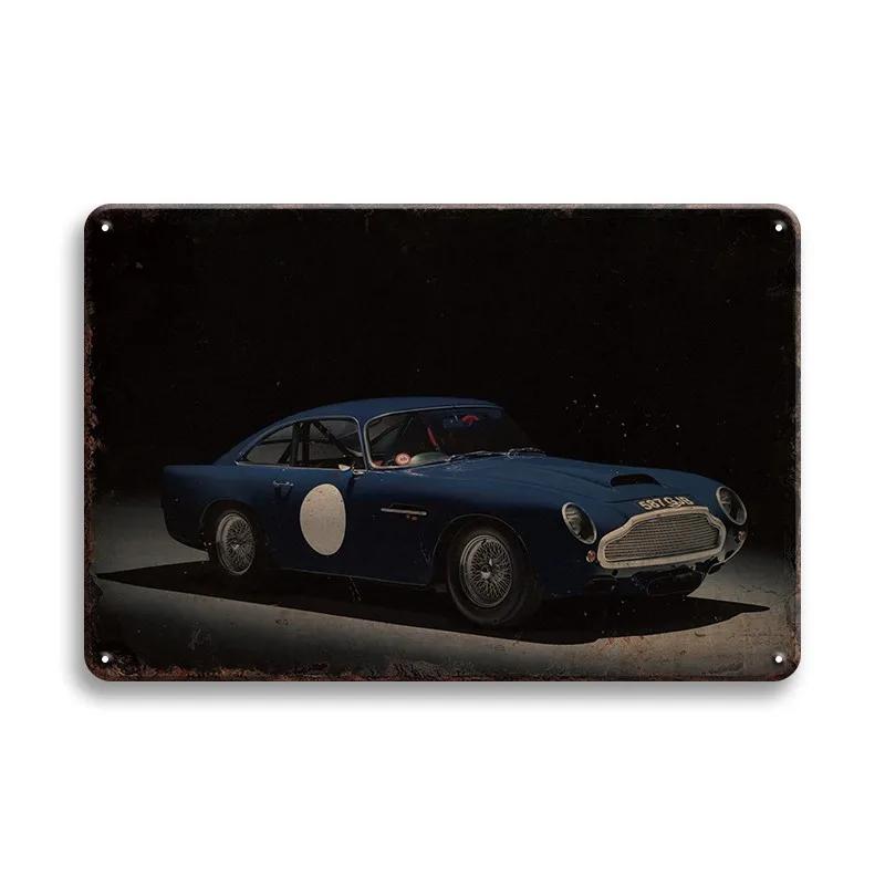Plakaty Samochodów Wyścigowych Naklejki na Ścianę - Metalowy Znak Blaszany Vintage Pojazd Tabliczka Retro Farba Blaszana Wystrój Domu do Garażu i Baru