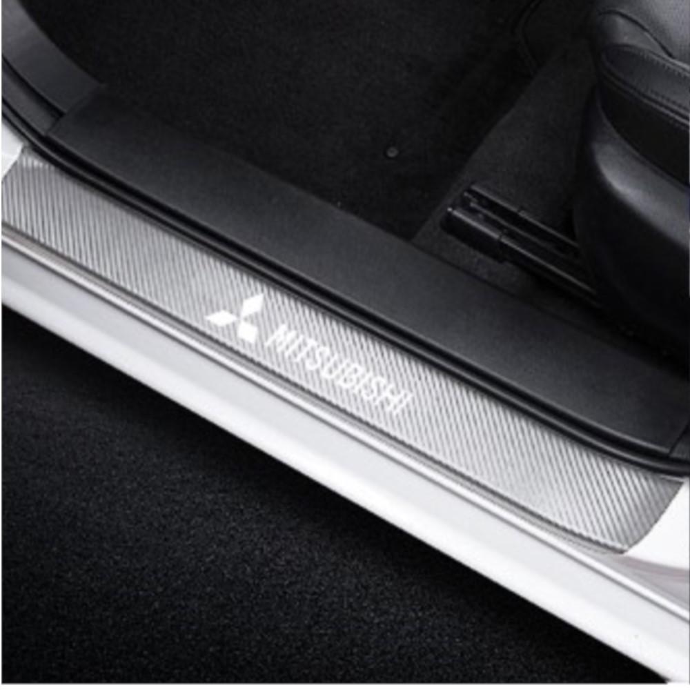 4Pcs Car Door Carbon Fiber Sill Scuff Plate Decoration Sticker For Mitsubishi Space Star Lancer 9 Outlander Xl Eclipse Cross Asx