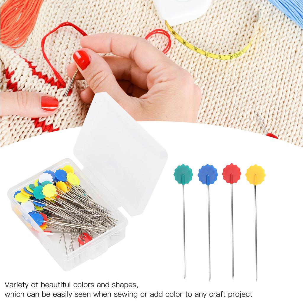100pcs Flower Head Sewing Pins Flat Head Straight Quilting Pins for Sewing   Projects