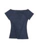 Soheul Mist Off-Shoulder Snap T (Navy)