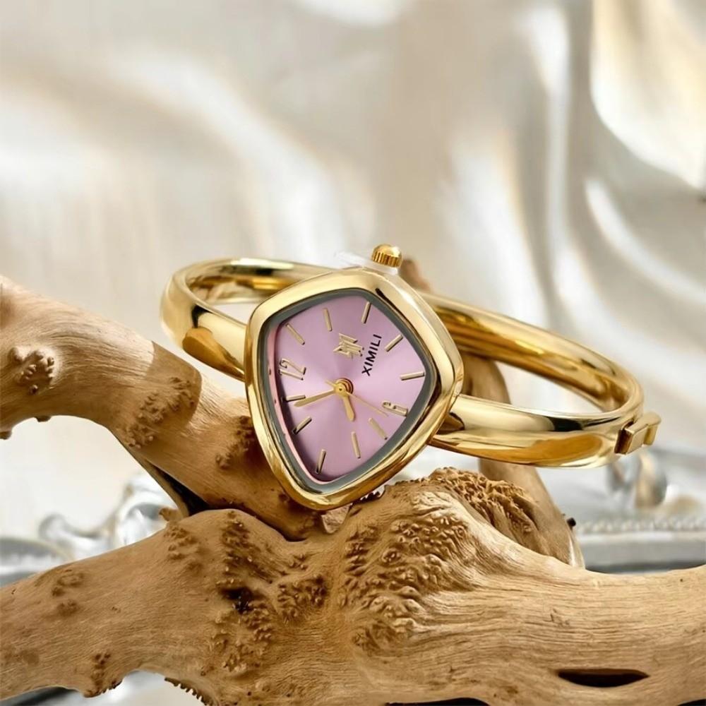 Square-shaped Dial Quartz Watch Open Design Bracelet Watch Creative Wristwatch  for Women