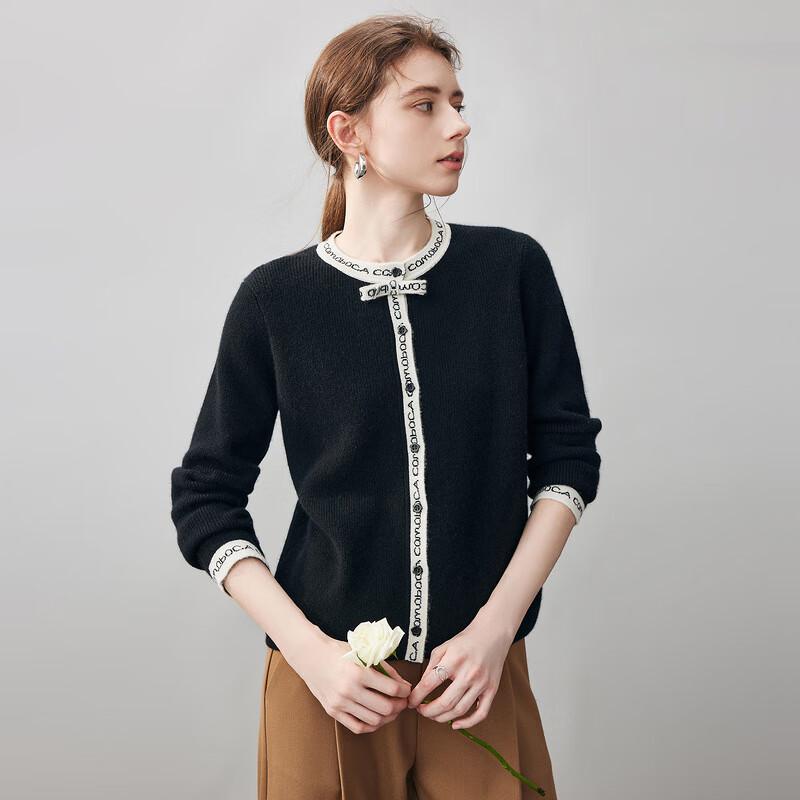 Komonboka Women's Round Neck Thick Cashmere Cardigan